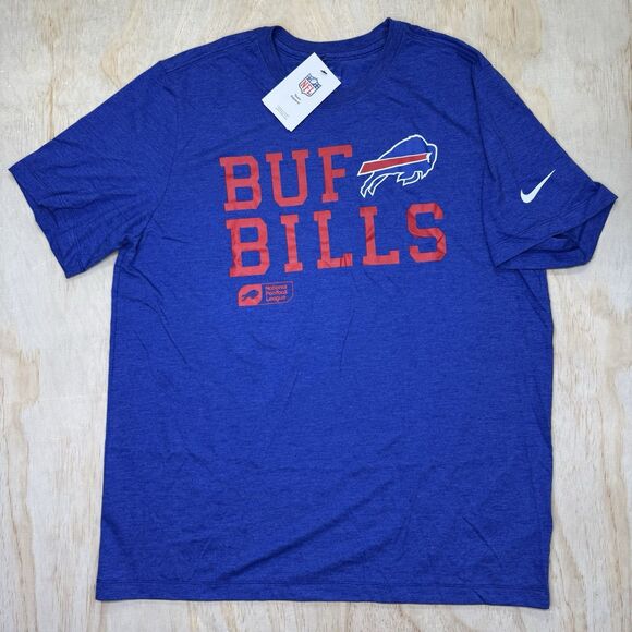 NEW Buffalo Bills Nike Overlap Lockup Mens Short Sleeve Shirt Blue sx XL - Picture 1 of 11